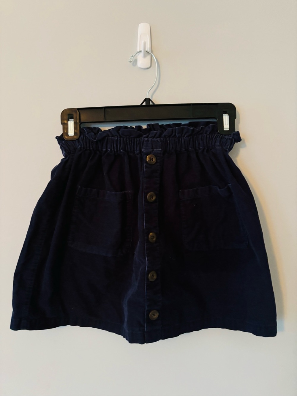 Button-Front Navy Skirt